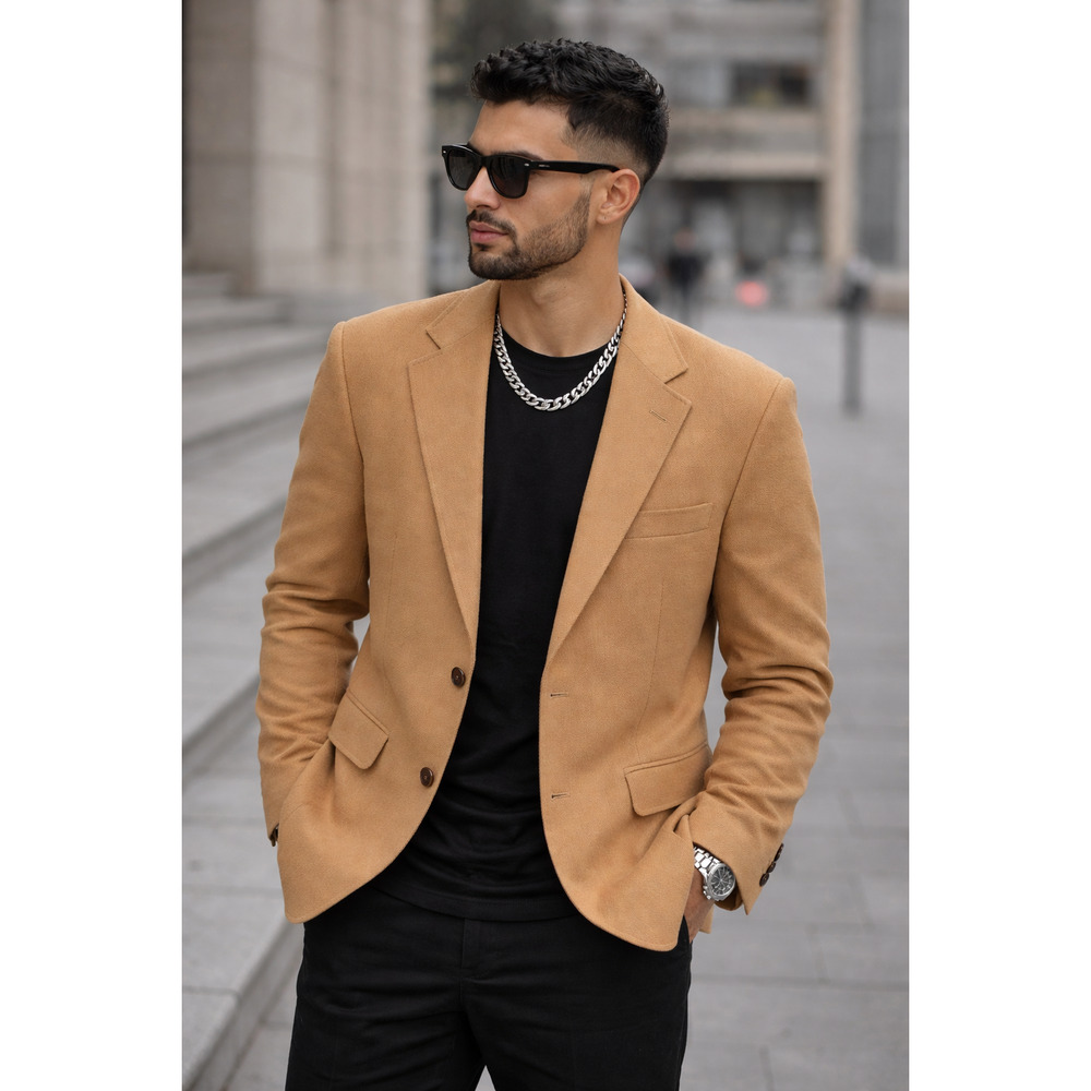 Evan Picone Hecht’s Camel Hair Wool Blazer Jacket Large